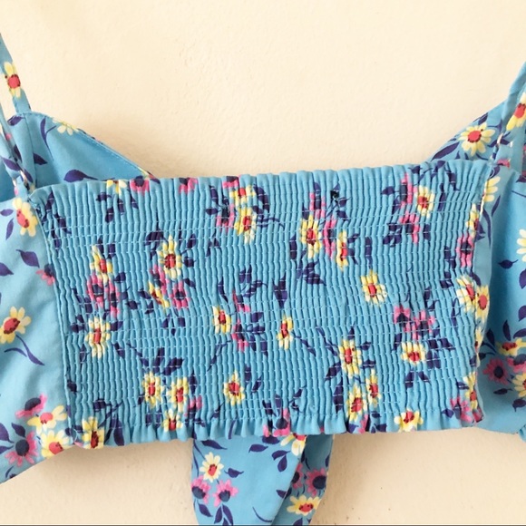 Zara Blogger Favorite Blue Floral Crop Top sz l - Picture 7 of 8
